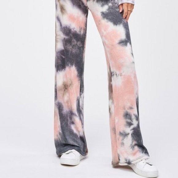Tie Dye Soft Sleep Lounge Set CORAL/PINK/GREY - Picture 8 of 9